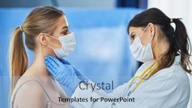  Presentation with ent - Presentation design enhanced with ent-specialist-in-mask-chcecking background and a light blue colored foreground