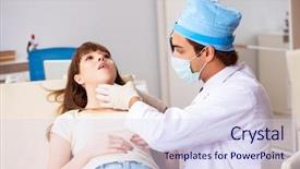  Presentation with metabolic syndrome doctor - PPT layouts having ent surgery - young woman visting male doctor background and a  colored foreground