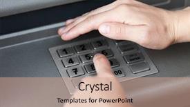  Presentation with human machine - Beautiful theme featuring enter atm banking cash machine backdrop and a coral colored foreground