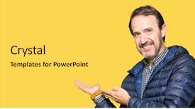  Presentation with handsome - Colorful theme enhanced with enter smiling natural with open backdrop and a light gray colored foreground