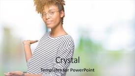  Presentation with knitting african american - Colorful presentation theme enhanced with enter smiling natural with open backdrop and a light gray colored foreground