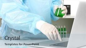  Presentation with biomedical - PPT layouts featuring entering data on laptop computer background and a light blue colored foreground