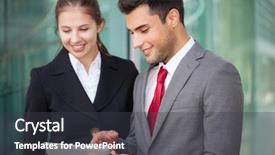  Presentation with using digital tablet - PPT theme having enterprise applications - business people using a digital background and a dark gray colored foreground