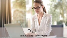  Presentation with work - Slide deck having enterprise applications - businesswoman in work background and a soft green colored foreground