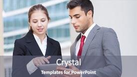  Presentation with young business people - PPT layouts having enterprise applications - portrait of young business people background and a gray colored foreground