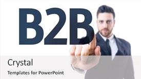  Presentation with business man climbs up to the top of 3d success stairs steps - Presentation theme featuring enterprise content - business man pointing the text background and a  colored foreground