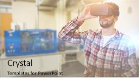  Presentation with factory - Theme consisting of enterprise content - casual man man holding virtual background and a light gray colored foreground