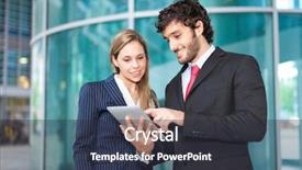  Presentation with using digital tablet - Colorful presentation theme enhanced with enterprise green - business people using a digital backdrop and a dark gray colored foreground