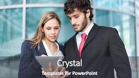  Presentation with using digital tablet - Cool new presentation theme with enterprise green - business people using a digital backdrop and a dark gray colored foreground