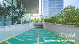  Presentation with green city - Colorful presentation theme enhanced with enterprise green - city underground parking shanghai china backdrop and a teal colored foreground
