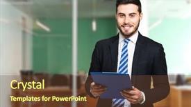  Presentation with destruction documents - Cool new theme with enterprise green - handsome businessman holding documents backdrop and a tawny brown colored foreground