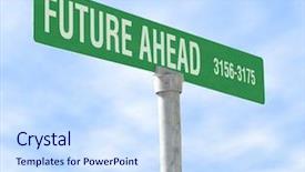  Presentation with street - Beautiful PPT theme featuring enterprise green - photo of a themed street backdrop and a sky blue colored foreground