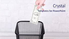  Presentation with debt management money - Slide deck featuring enterprise green - throwing away your money background and a sky blue colored foreground