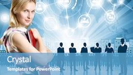  Presentation with employee - Cool new presentation theme with enterprise resource planning - hr concept business man choosing backdrop and a teal colored foreground