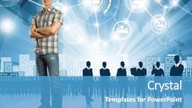  Presentation with employee - Presentation enhanced with enterprise resource planning - hr concept business man choosing background and a teal colored foreground