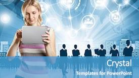  Presentation with employee - Amazing presentation theme having enterprise resource planning - hr concept business man choosing backdrop and a teal colored foreground