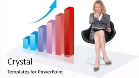  Presentation with school organization chart - Presentation theme having enterprise risk management - businesswoman sitting by bar chart background and a  colored foreground