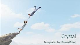  Presentation with young business people - Slides having enterprise risk management - two young business people flying background and a  colored foreground