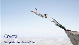  Presentation with young business people - PPT theme enhanced with enterprise risk management - two young business people flying background and a  colored foreground