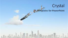  Presentation with young business people - Amazing presentation theme having enterprise risk management - two young business people flying backdrop and a  colored foreground