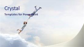  Presentation with young business people - Presentation theme with enterprise risk management - two young business people flying background and a  colored foreground