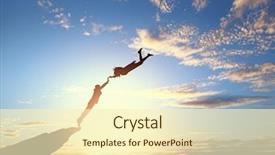  Presentation with young business people - Audience pleasing slides consisting of enterprise risk management - two young business people flying backdrop and a  colored foreground