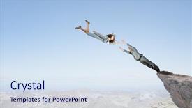  Presentation with young business people - Slide set consisting of enterprise risk management - two young business people flying background and a  colored foreground