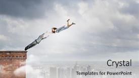  Presentation with risk management - Presentation theme with enterprise risk management - two young business people flying background and a  colored foreground