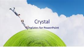  Presentation with young people diversity - Presentation theme featuring enterprise risk management - two young business people flying background and a  colored foreground