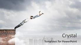  Presentation with young business people - Presentation featuring enterprise risk management - two young business people flying background and a light gray colored foreground