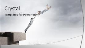  Presentation with young business people - Beautiful slide set featuring enterprise risk management - two young business people flying backdrop and a  colored foreground