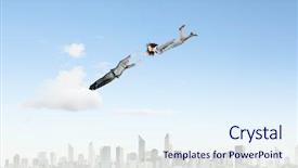  Presentation with young business people - Beautiful slides featuring enterprise risk management - two young business people flying backdrop and a  colored foreground