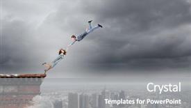  Presentation with young business people - Beautiful presentation featuring enterprise risk management - two young business people flying backdrop and a  colored foreground