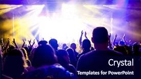  Presentation with students hands raised - PPT theme enhanced with entertainment - cheering crowd with raised hands background and a navy blue colored foreground