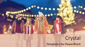  Presentation with rink - PPT theme having entertainment - christmas winter and leisure concept background and a lemonade colored foreground