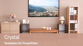  Presentation with living room - Cool new PPT layouts with entertainment - cozy interior of living room backdrop and a coral colored foreground