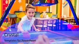  Presentation with entertainment - Presentation having entertainment - happy little boy playing air background and a light blue colored foreground