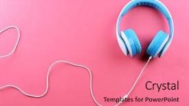  Presentation with entertainment - Slide set featuring entertainment - headphones on pink background background and a coral colored foreground