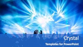  Presentation with people enjoying - Beautiful presentation theme featuring entertainment - large group of happy people backdrop and a teal colored foreground