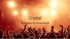  Presentation with stage lights - Presentation with entertainment - silhouettes of concert crowd background and a yellow colored foreground