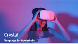  Presentation with entertainment - Slide set having entertainment - woman watching with vr background and a ocean colored foreground