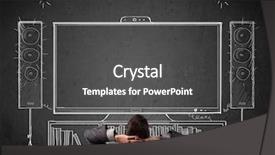  Presentation with cinema - PPT theme having entertainment - young businessman sitting and enjoying background and a dark gray colored foreground