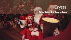  Presentation with elves - Audience pleasing PPT theme consisting of entertainment-and-cinema-concept-cheerful backdrop and a tawny brown colored foreground