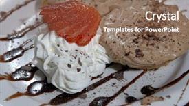  Presentation with chocolate strawberry - Slide set consisting of entertainment chef - delicious chocolate and strawberry dessert background and a tawny brown colored foreground