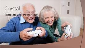  Presentation with senior couple - Amazing presentation having enthusiastic-senior-couple-playing-video backdrop and a soft green colored foreground