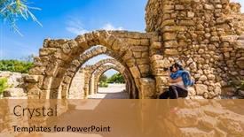  Presentation with ancient israel - Cool new presentation design with enthusiastic-woman-takes-pictures backdrop and a gold colored foreground