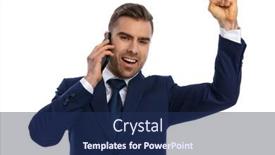  Presentation with navy blue - Theme with enthusiastic-young-model-in-navy background and a navy blue colored foreground