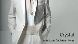  Presentation with fashion - Slide deck having enticing - fashion men white suit background and a light gray colored foreground