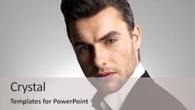  Presentation with fashion - Presentation design with enticing - fashion young businessman black suit background and a light gray colored foreground