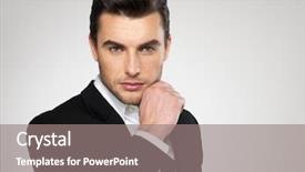  Presentation with fashion - Slide set consisting of enticing - fashion young businessman black suit background and a gray colored foreground